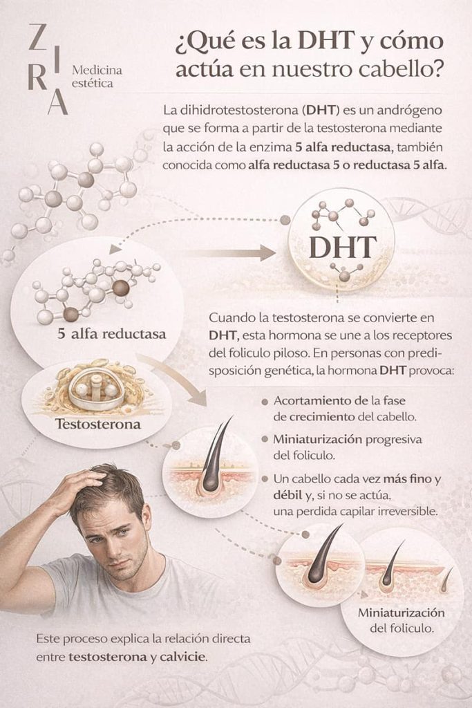 ¿Qué es la hormona DHT y cómo actúa en nuestro cabello?