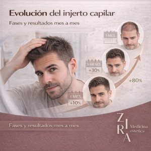 Evolución injerto capilar mes a mes y día a día en fotos